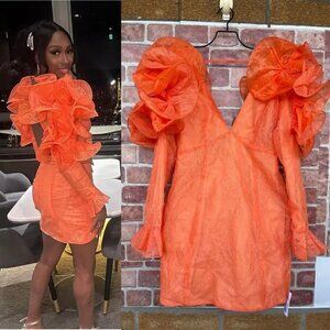 NWT ASOS LUXE Ruffle Shoulder Lace Mini Dress size 6